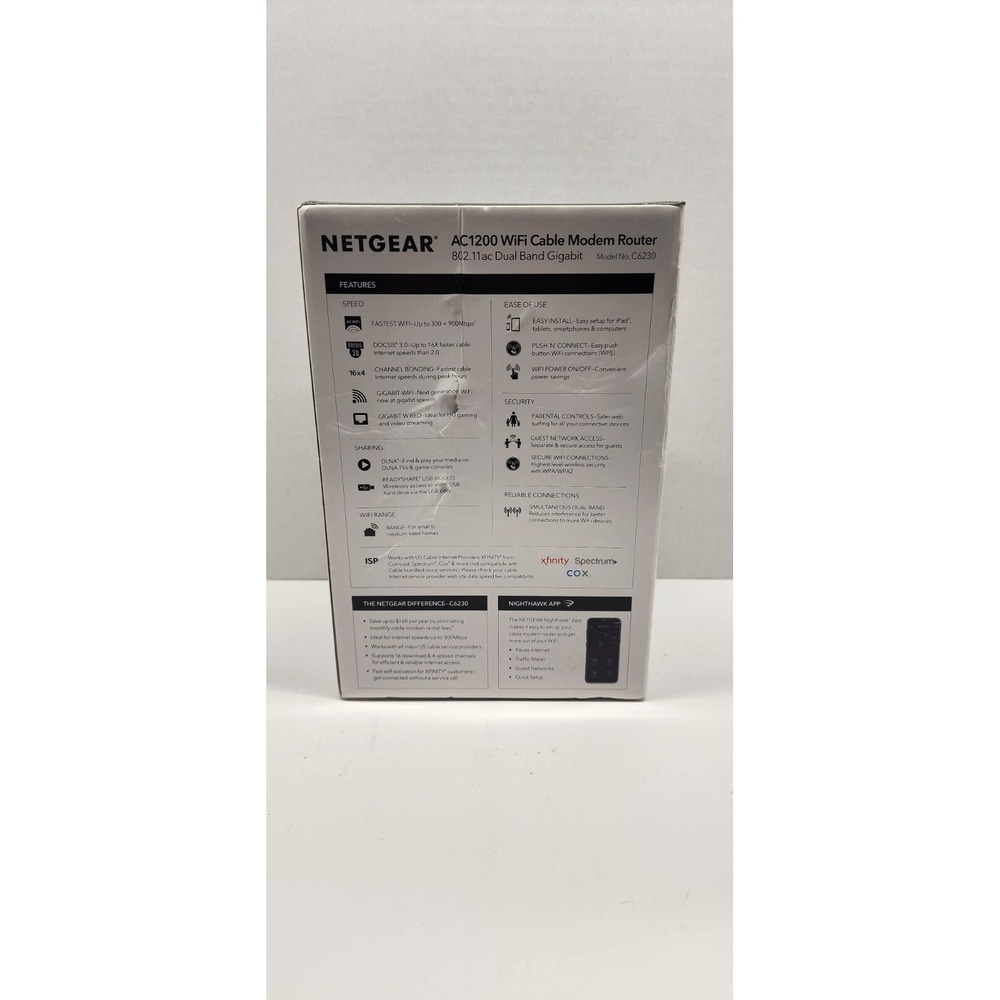 Netgear AC1200 WiFi Cable Modem Router DOCSIS 3.0 C6230 Dual Band Gigabit - Picture 3 of 5